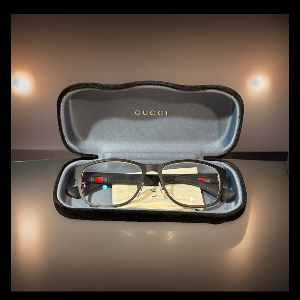 Gucci Men Urban GG00130 Black Prescription Eyeglasses with Case and Cloth. - Picture 1 of 16